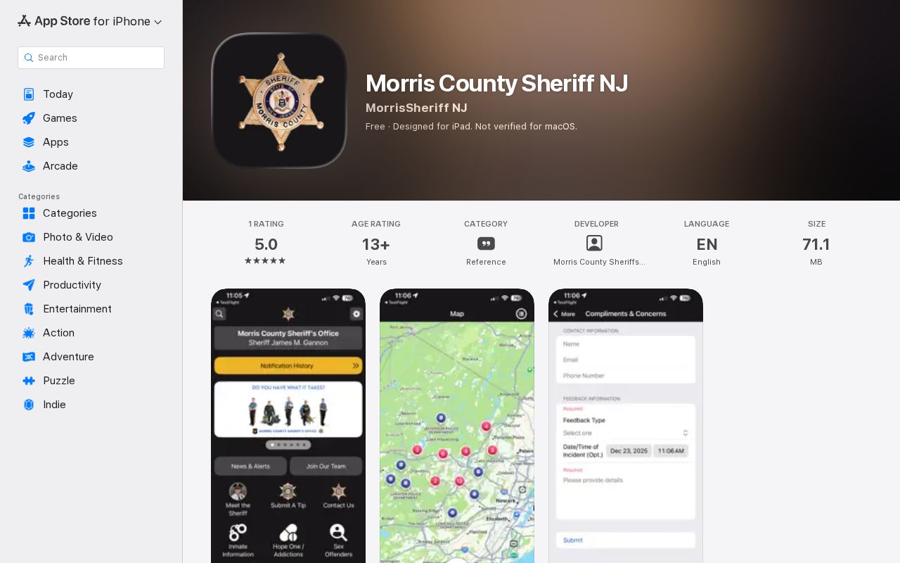 Morris County Sheriff app listing for Somerset released inmate mugshot checks