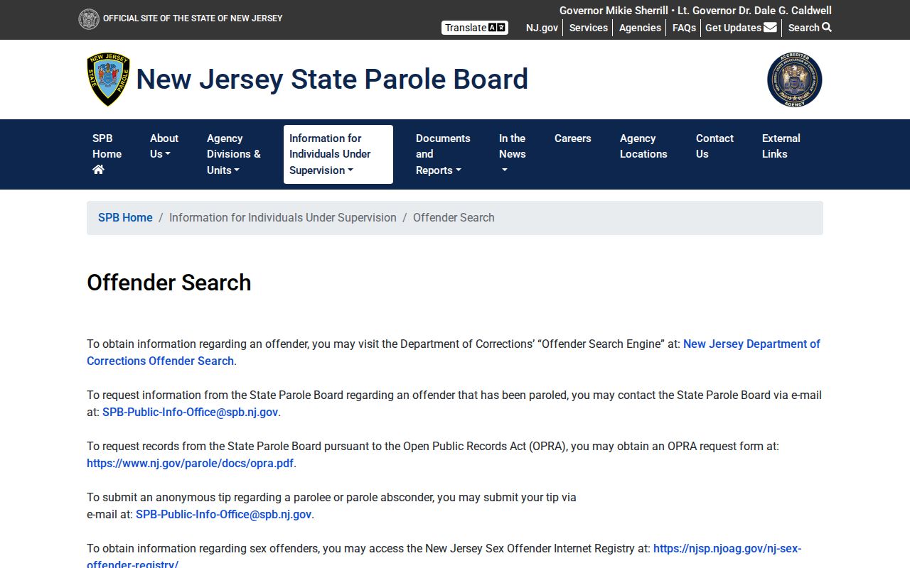 Somerset County parole supervision public information and records routes